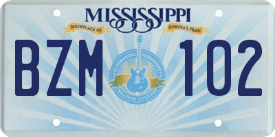 MS license plate BZM102