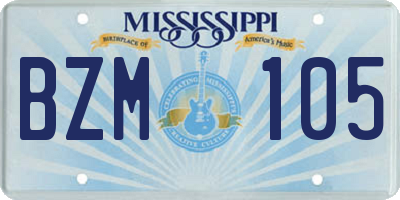 MS license plate BZM105