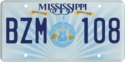 MS license plate BZM108