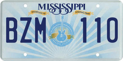 MS license plate BZM110