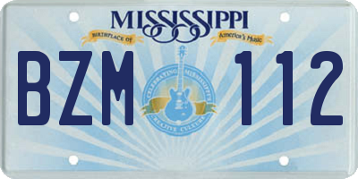 MS license plate BZM112