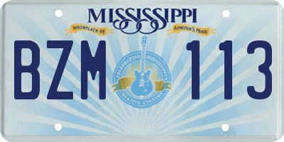 MS license plate BZM113