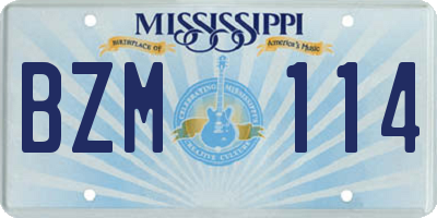 MS license plate BZM114