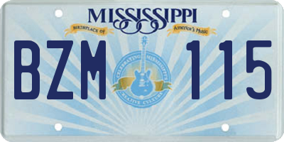 MS license plate BZM115