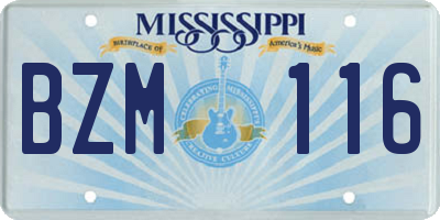 MS license plate BZM116