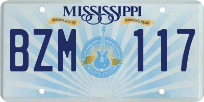 MS license plate BZM117