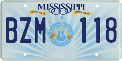 MS license plate BZM118