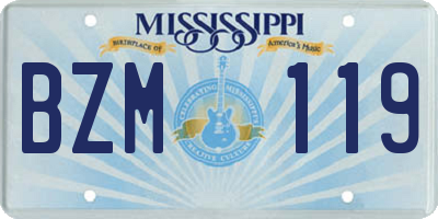 MS license plate BZM119