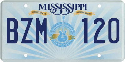 MS license plate BZM120