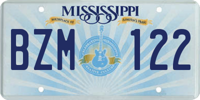 MS license plate BZM122