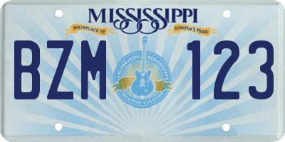MS license plate BZM123