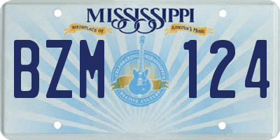MS license plate BZM124