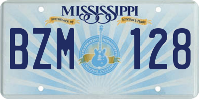 MS license plate BZM128