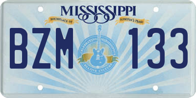 MS license plate BZM133