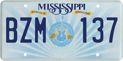 MS license plate BZM137