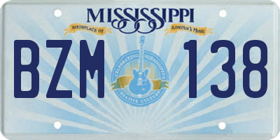 MS license plate BZM138