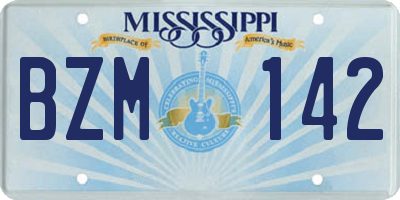 MS license plate BZM142