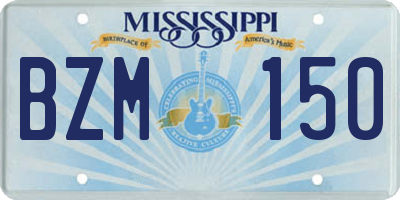 MS license plate BZM150