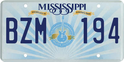 MS license plate BZM194