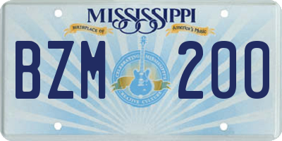 MS license plate BZM200
