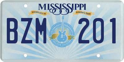 MS license plate BZM201