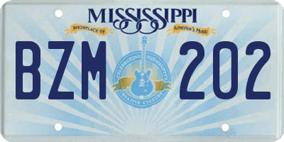 MS license plate BZM202