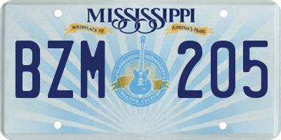 MS license plate BZM205