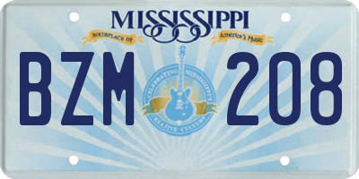 MS license plate BZM208