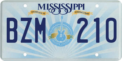 MS license plate BZM210