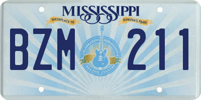 MS license plate BZM211