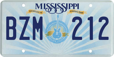 MS license plate BZM212