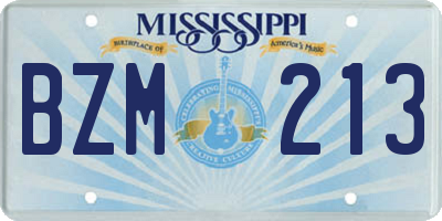 MS license plate BZM213