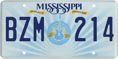MS license plate BZM214