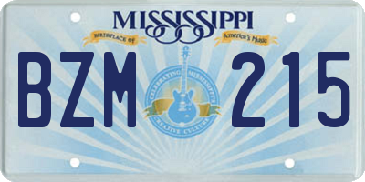 MS license plate BZM215