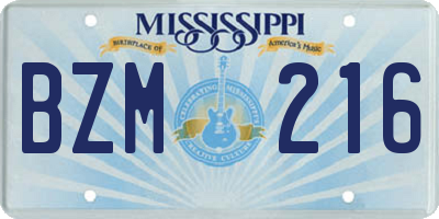 MS license plate BZM216