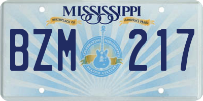 MS license plate BZM217