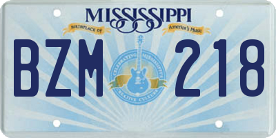 MS license plate BZM218