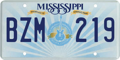 MS license plate BZM219