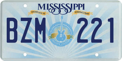 MS license plate BZM221