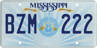 MS license plate BZM222