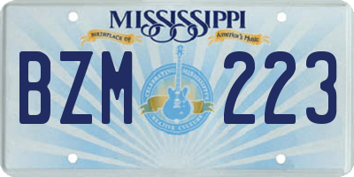 MS license plate BZM223