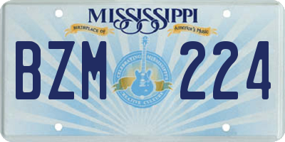 MS license plate BZM224