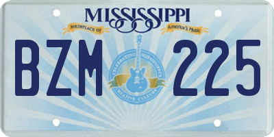MS license plate BZM225