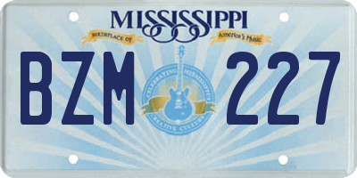 MS license plate BZM227