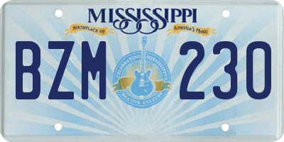 MS license plate BZM230