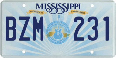 MS license plate BZM231