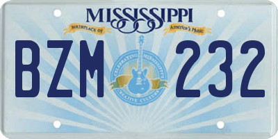 MS license plate BZM232