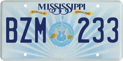 MS license plate BZM233