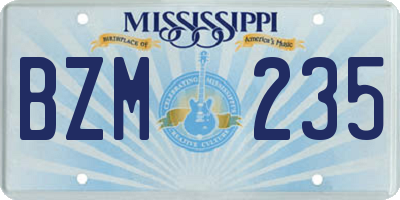 MS license plate BZM235