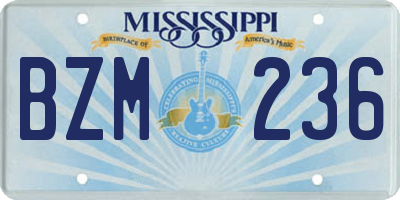 MS license plate BZM236
